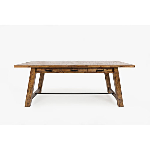 Jofran Furniture Cannon Valley Distressed Medium Brown Trestle Dining Table