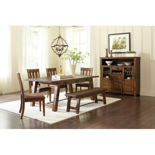 Jofran Furniture Cannon Valley Distressed Medium Brown Trestle Dining Table