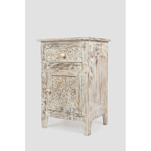 Jofran Furniture Global Archive White Hand Carved Accent Table