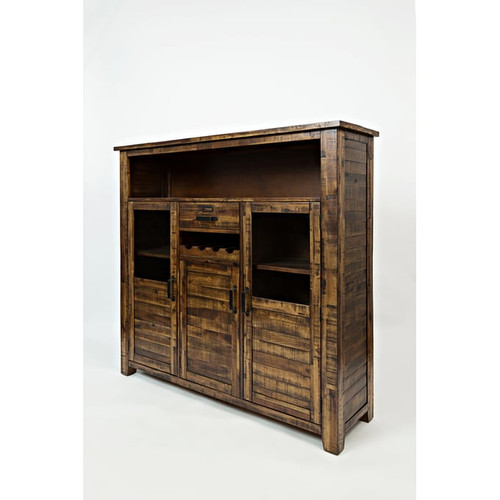 Jofran Furniture Cannon Valley Distressed Medium Brown Wine Cabinet