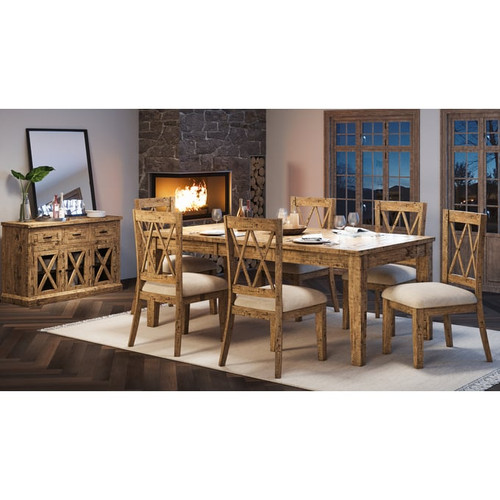 Jofran Furniture Telluride Gold 78 Inch 7pc Dining Room Set