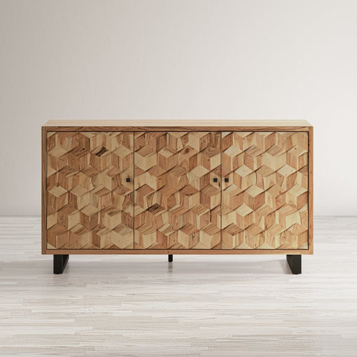 Jofran Furniture Geometrix Natural 3 Door Accent Cabinet