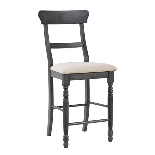 2 Progressive Furniture Muse Black Ladder Back Counter Chairs