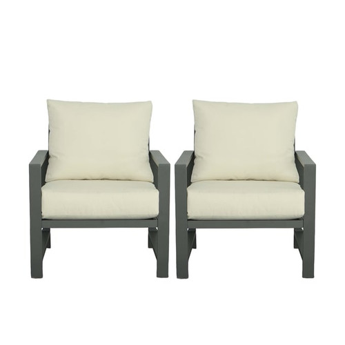 2 Progressive Furniture Edgewater Gray Beige Outdoor Chairs