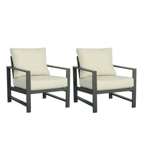 2 Progressive Furniture Edgewater Gray Beige Outdoor Chairs