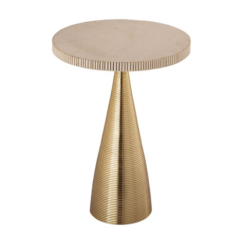 TOV Furniture Celeste Natural Stone Gold Ribbed Side Table