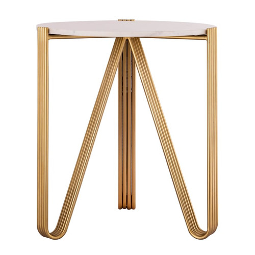 TOV Furniture Aya Gold White Side Table