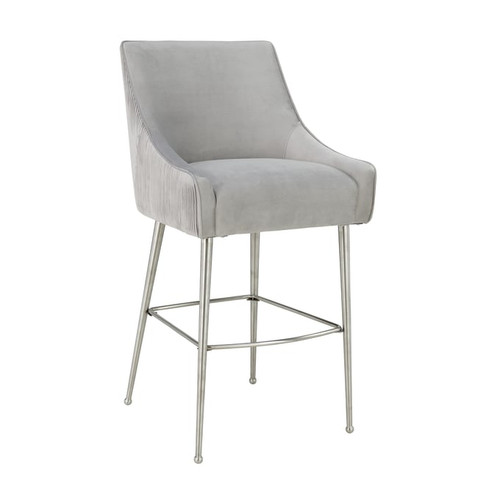 TOV Furniture Beatrix Light Grey Velvet Counter Stool