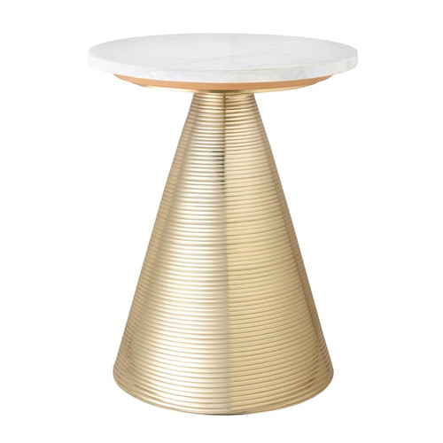 TOV Furniture Tempo Gold White Side Table