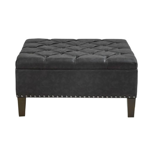 Olliix Madison Park Lindsey Charcoal Tufted Square Cocktail Ottoman