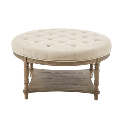 Olliix Martha Stewart Cedric Cream Accent Ottoman