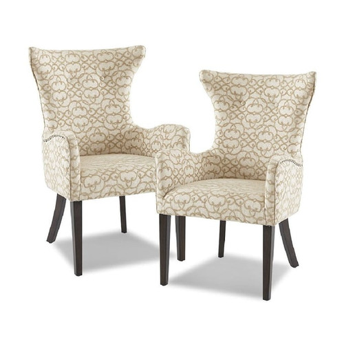 2 Olliix Madison Park Angelica Tan Arm Dining Chairs