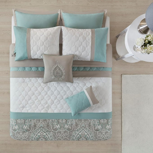 Olliix 510 Design Shawnee Seafoam 8pc Comforter Sets