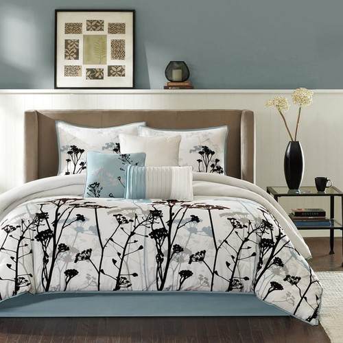 Olliix Madison Park Matilda Blue Printed 7pc Comforter Sets