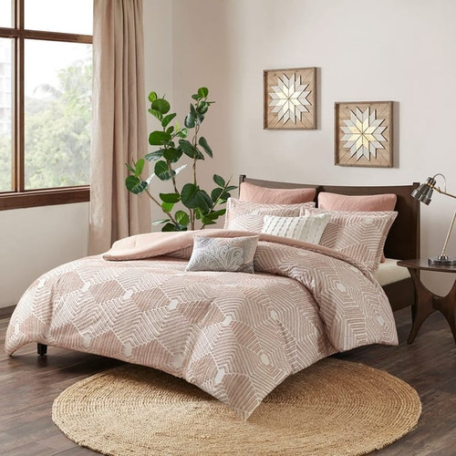 Olliix INK IVY Ellipse Blush Jacquard 3pc Comforter Sets