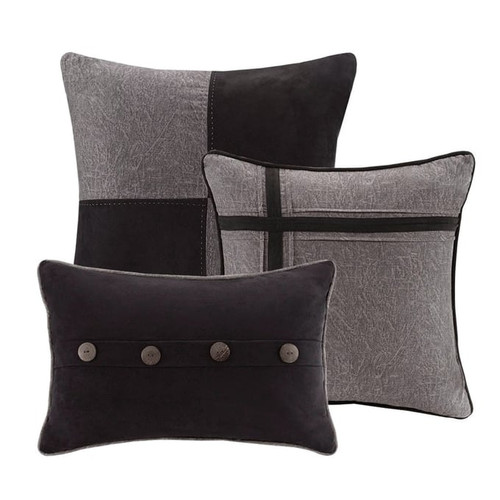 Olliix Madison Park Boone Grey Microsuede 7pc Comforter Sets