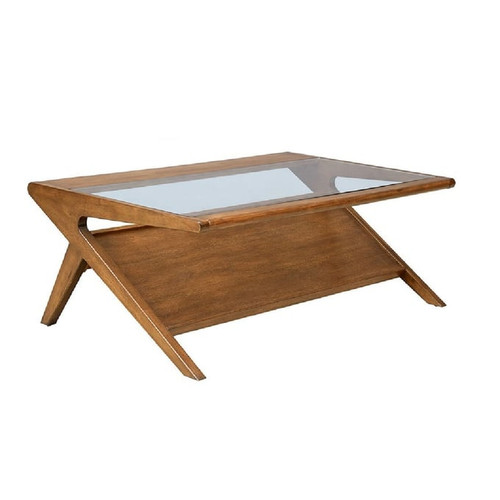 Olliix INK IVY Rocket Pecan Tempered Glass Coffee Table