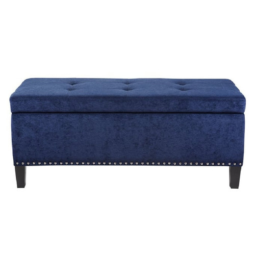 Olliix Madison Park Shandra II Blue Tufted Top Storage Benches