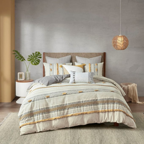 Olliix INK IVY Cody Gray Yellow Duvet Cover Sets