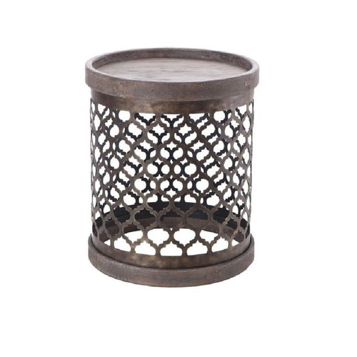 Olliix Madison Park Cirque Grey Reclaimed Quatrefoil Metal Drum