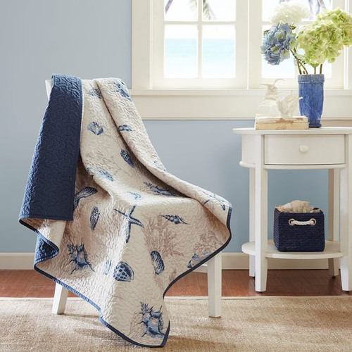 Olliix Madison Park Bayside Blue Oversized Quilted Throw