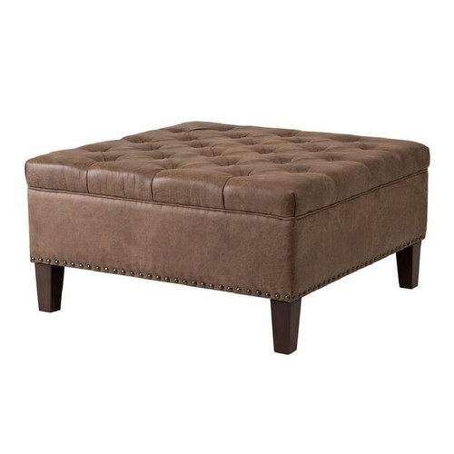 Olliix Madison Park Lindsey Brown Tufted Square Cocktail Ottoman
