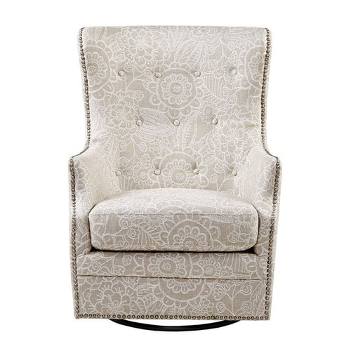 Olliix Madison Park Ella Cream Swivel Glider Chair