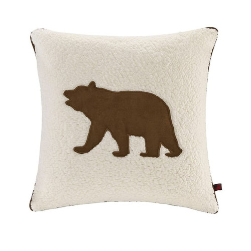 Olliix Woolrich Bear White Square Berber Pillow