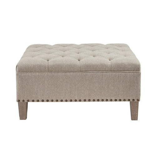 Olliix Madison Park Lindsey Taupe Tufted Square Cocktail Ottoman