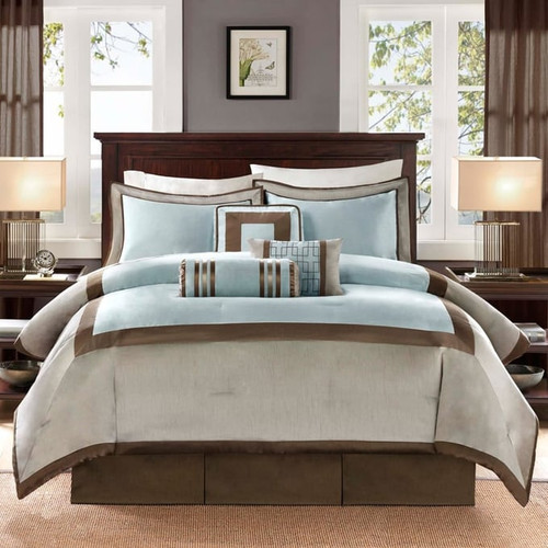 Olliix Madison Park Genevieve Blue 7pc Comforter Sets