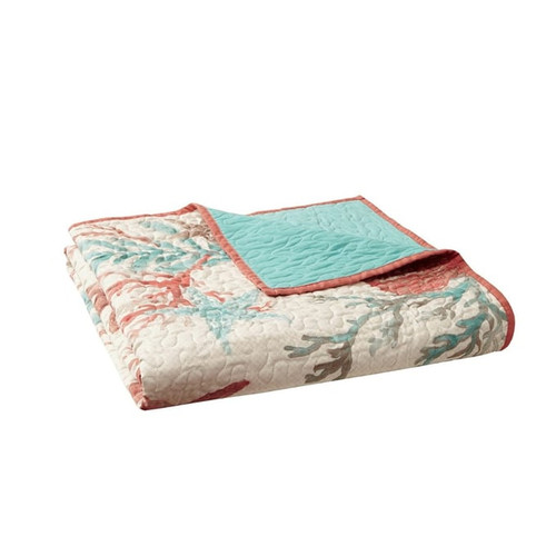 Olliix Madison Park Pebble Beach Coral Oversized Quilted Throw