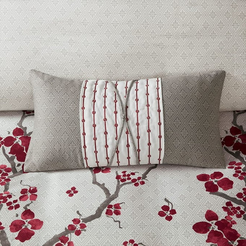 Olliix N Natori Cherry Blossom Grey Oblong Pillow