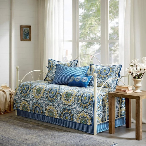 Olliix Madison Park Tangiers Blue 6pc Reversible Daybed Cover Set