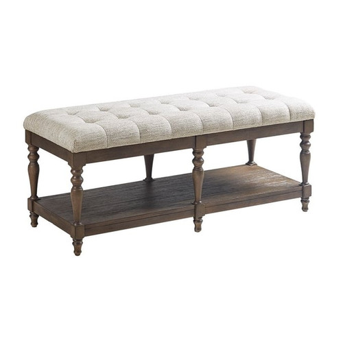 Olliix Martha Stewart Highland Ivory Tufted Accent Bench with Shelf