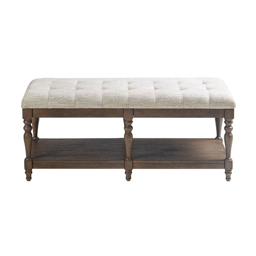 Olliix Martha Stewart Highland Ivory Tufted Accent Bench with Shelf