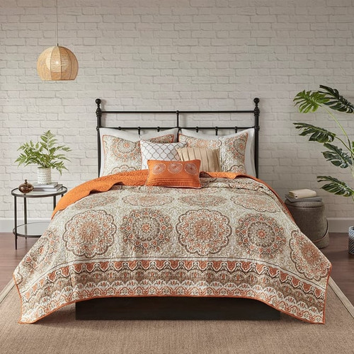 Olliix Madison Park Tangiers Orange 6pc Coverlet Sets