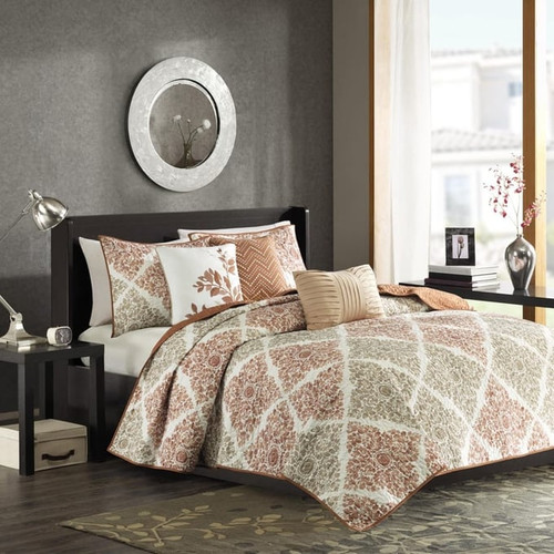 Olliix Madison Park Claire Printed Quilted 6pc Coverlet Sets