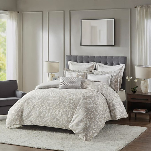 Olliix Madison Park Signature Manor Grey Jacquard 8pc Comforter Sets