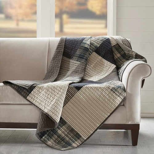 Olliix Woolrich Winter Hills Tan Quilted Throw