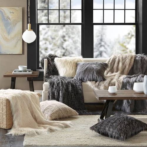 Olliix Madison Park Edina Faux Fur Pillows