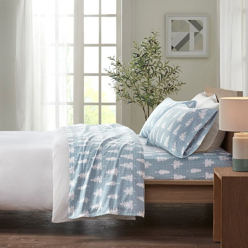 Olliix True North Sleep Philosophy Cozy Flannel Blue 4pc Forest Sheet Sets