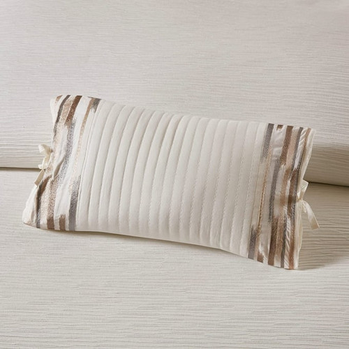 Olliix N Natori Hanae White Quilted Embroidered Oblong Decorative Pillows