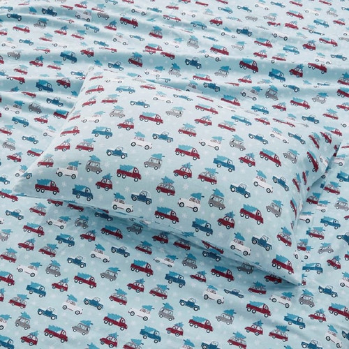 Olliix True North Sleep Philosophy Cozy Flannel Blue Cars Sheet Sets