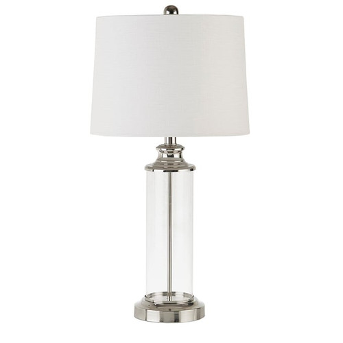 2 Olliix 510 Design Clarity Silver Glass Cylinder Table Lamps