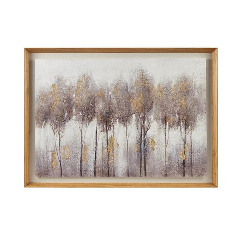 Olliix Madison Park Enchanted Forest Grey Gold Hand Painted Abstract Landscape Framed and Matted Wall Art