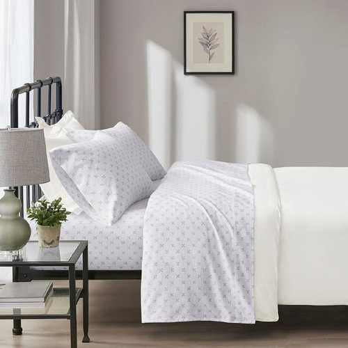 Olliix Beautyrest Oversized Grey Flannel Cotton Petals 4pc Sheet Sets