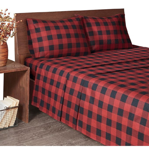 Olliix Woolrich Flannel Red Black Sheet Sets