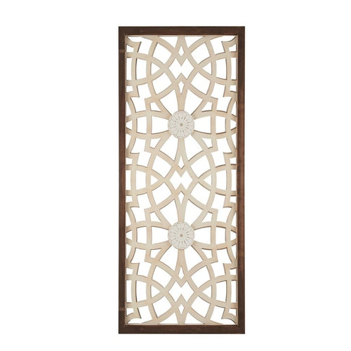 Olliix Madison Park Damask Wood Panel Two Tone Geometric Wall Decor