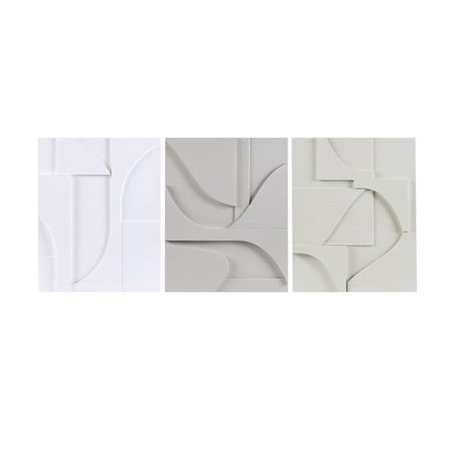 Olliix Martha Stewart Elements Neutral Geometric Carved 3pc Wall Decor Set