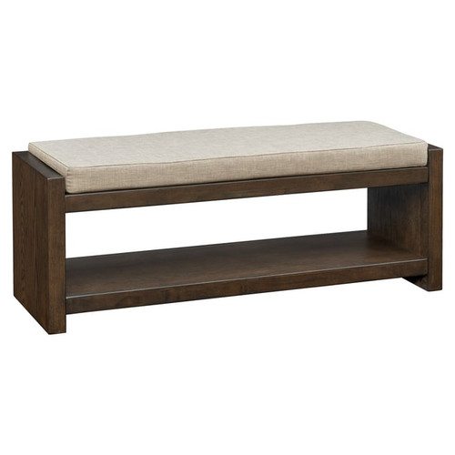 Olliix Madison Park Ivan Brown Accent Bench with Lower Shelf